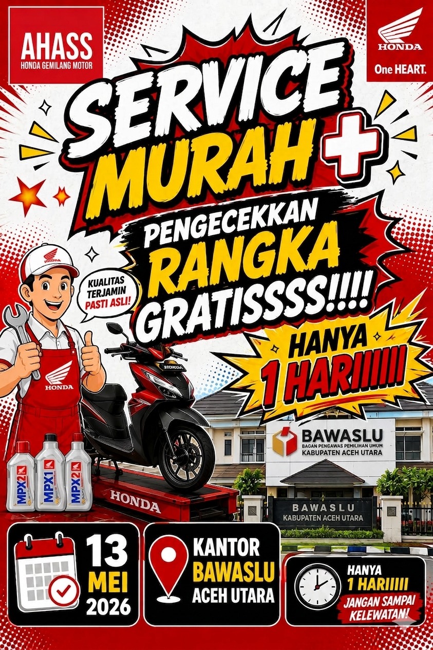 Kerjasama Honda Gemilang Motor & Bawaslu Kabupaten Aceh Utara 2026