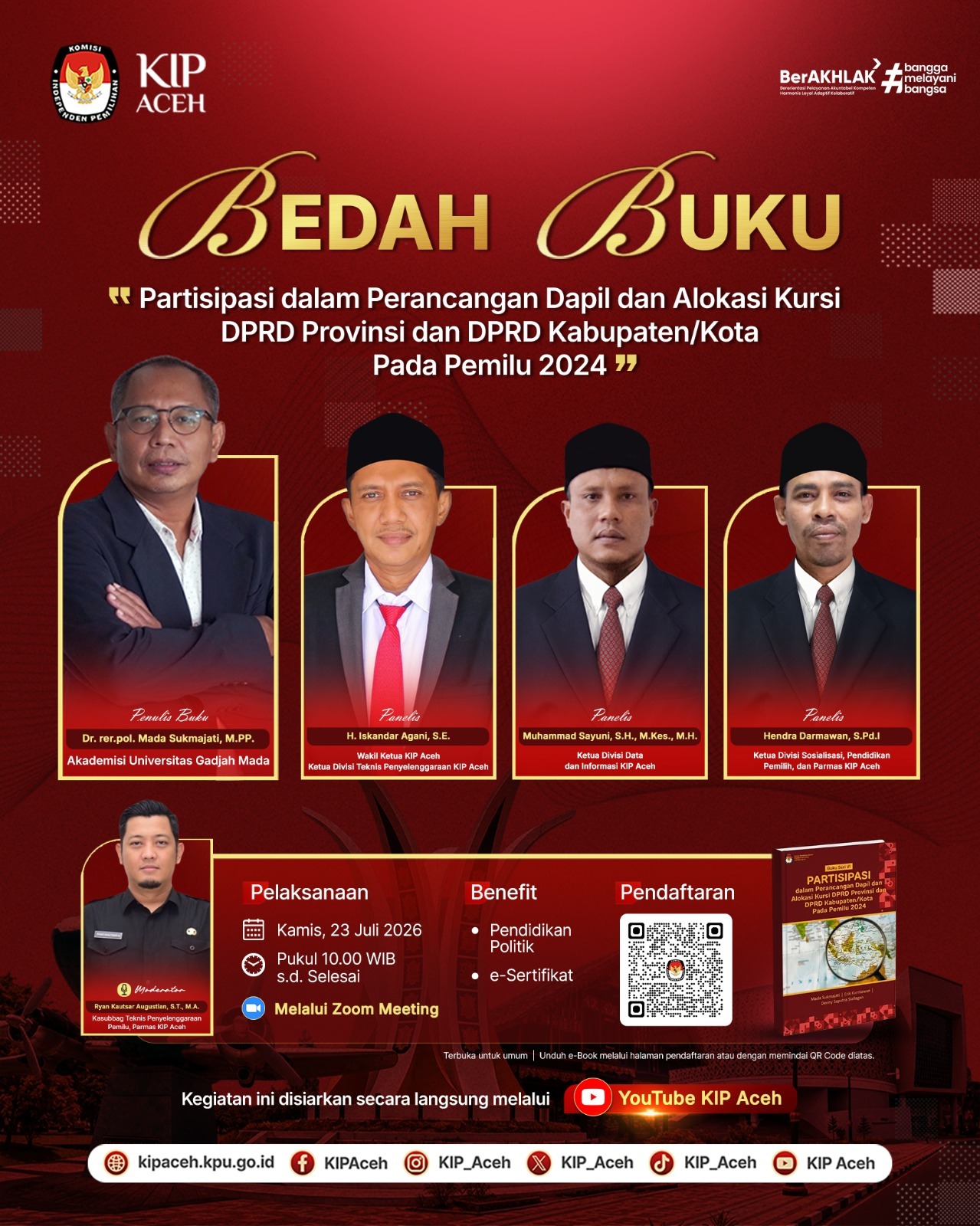 Bawaslu Aceh Utara Ikuti Bedah Buku Perancangan Dapil dan Alokasi Kursi Pemilu 2024 yang Digelar KIP Aceh