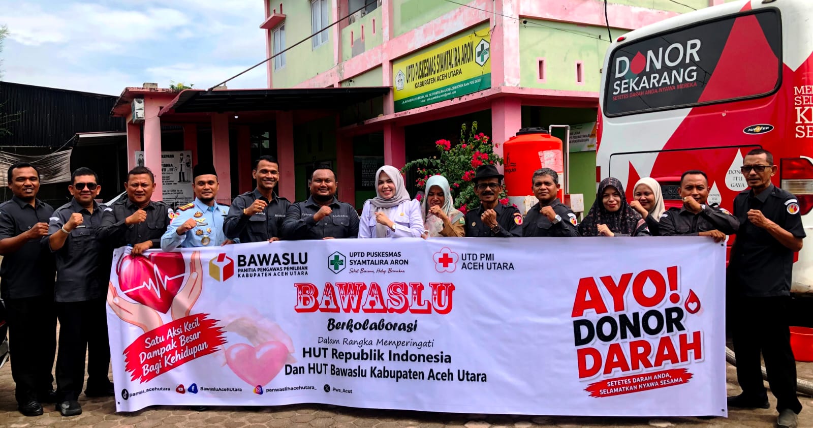 Bawaslu Aceh Utara Gelar Donor Darah Bersama PMI dan Puskesmas Syamtalira Aron