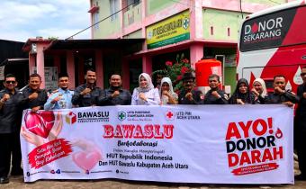 Bawaslu Aceh Utara Gelar Donor Darah Bersama PMI dan Puskesmas Syamtalira Aron